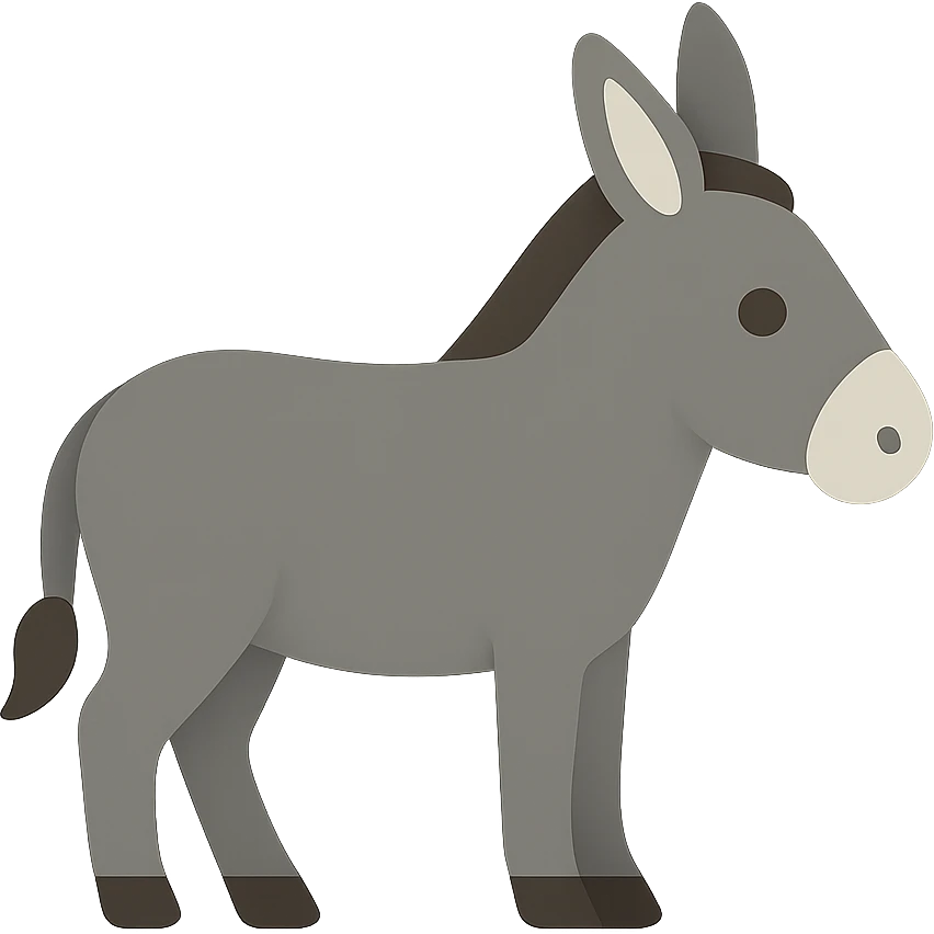 donkey, flat color icon, clean and modern emoji
