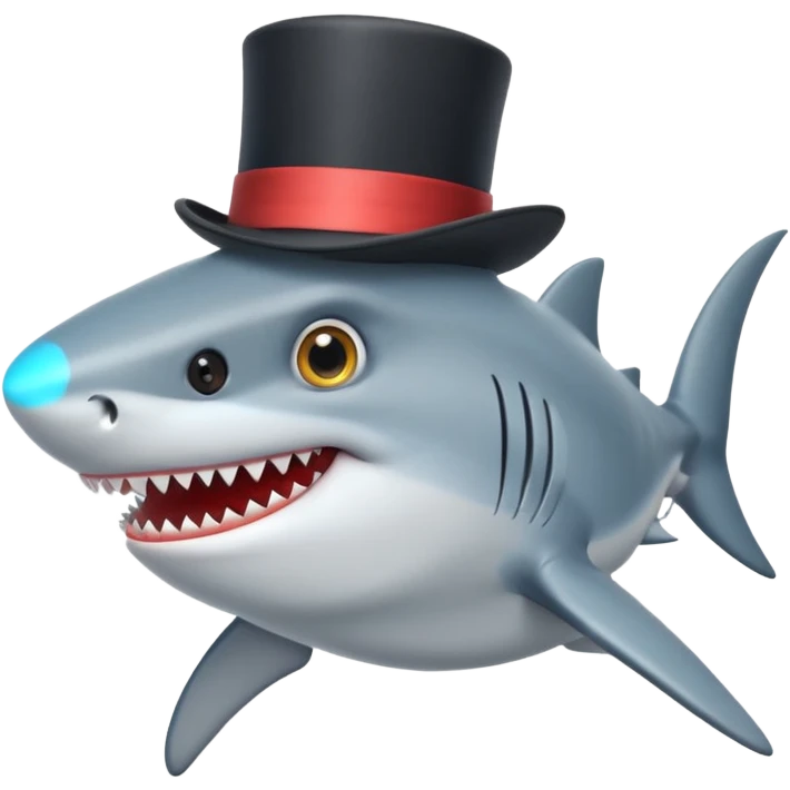 Shark with a top hat emoji