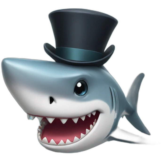 Shark with a top hat emoji