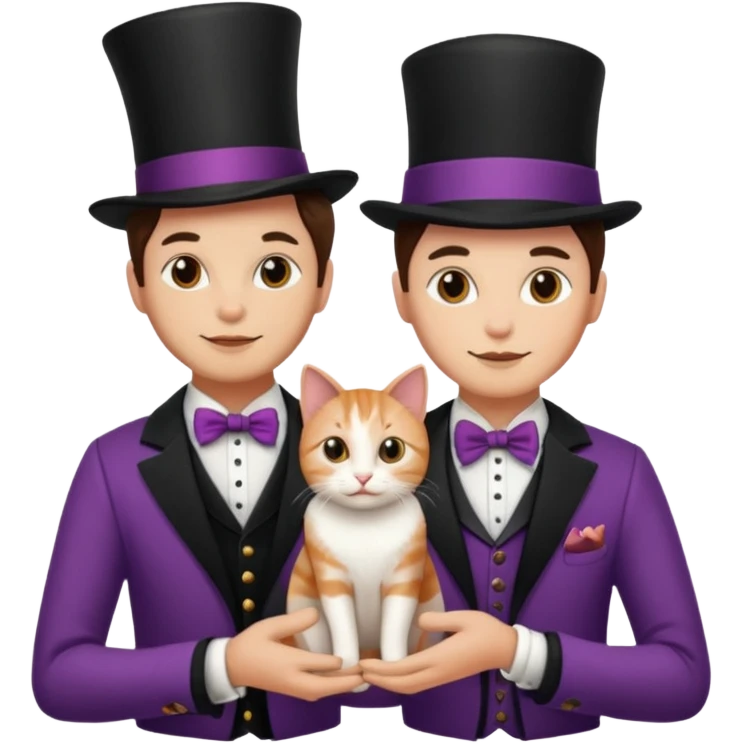 magician couple and their pet cat emoji