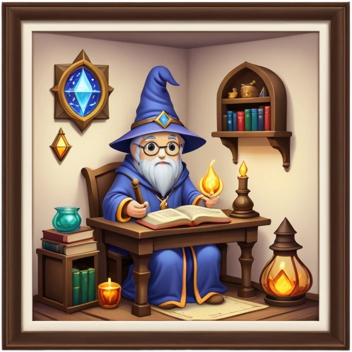 Cozy eclectic wizard’s study emoji