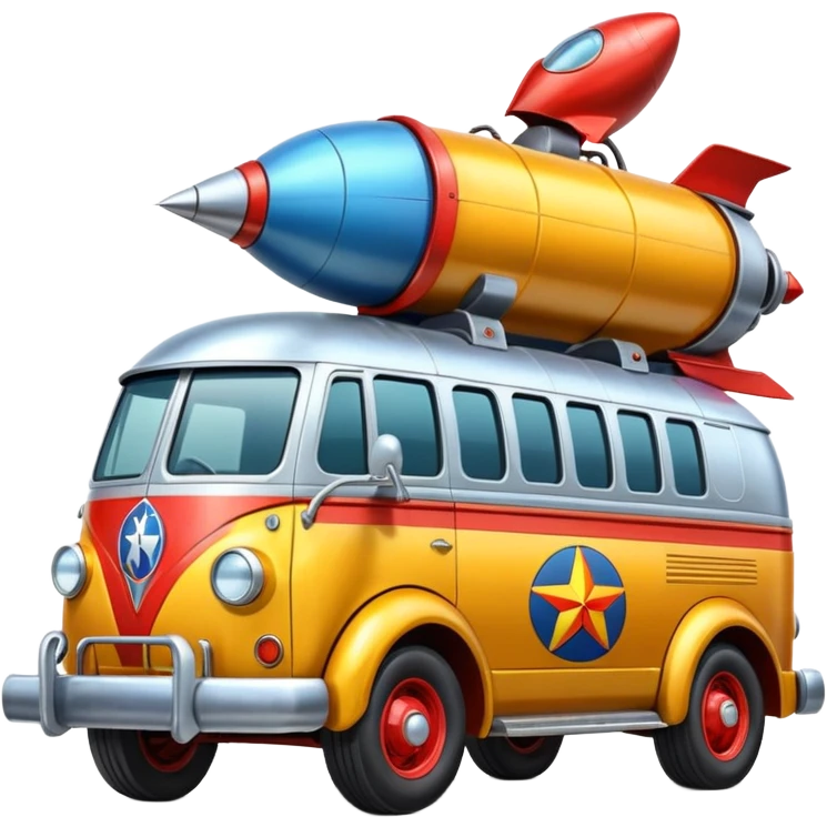 Heroic hot rod SuperBug Ron’s exterminator superminator antique rocket-powered tall robot transit van (motto: bug out rocket Bombing creepy bugs is fun) emoji