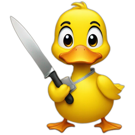 A yellow duck with a knife emoji