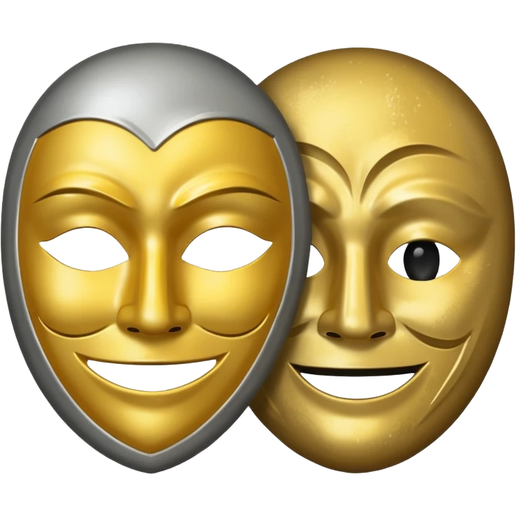 two masks: one smiling, one sad emoji