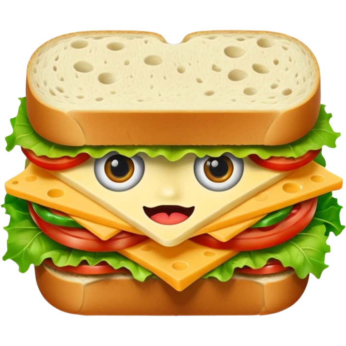 A sandwich with eyes and a mouth  emoji