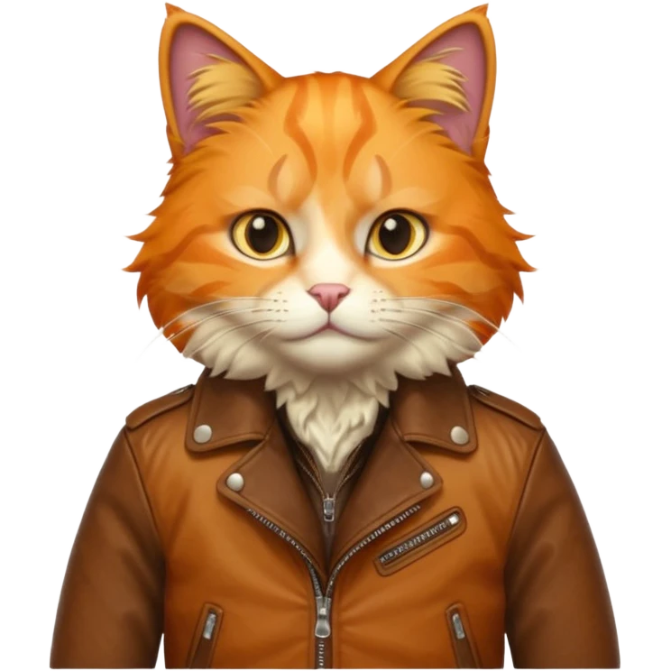 orange cat with brown leather jacket emoji