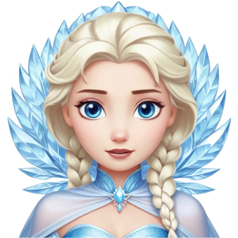 Cinematic Realistic Elsa Portrait, depicted with lifelike skin texture, soft natural lighting, and intricately detailed platinum blonde hair styled elegantly. Her striking, expressive blue eyes exude confidence and grace, complemented by a serene and regal expression. She is dressed in her signature icy attire, with shimmering fabric textures and delicate folds that catch the light beautifully. The portrait features a soft, enchanting glow with a cool, radiant finish, capturing the essence of timeless elegance in a realistic and painterly style, evoking a sense of depth and authenticity. emoji