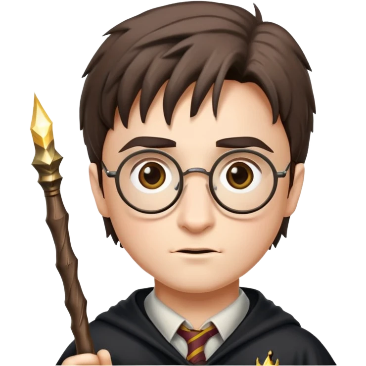 Harry Potter with glasses, lightning scar, and wand emoji