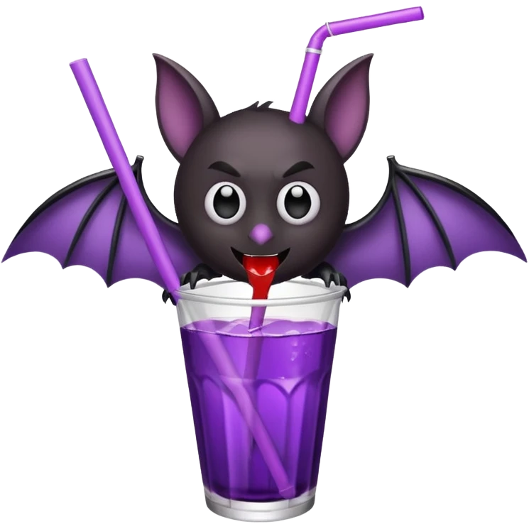 black bat drinkig soda emoji
