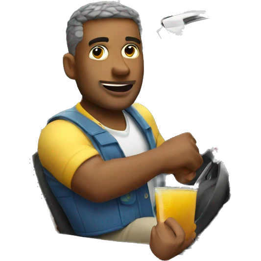 Man driving a convertible car while drinking Apple juice emoji
