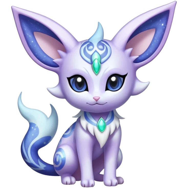 Shiny Exotic Cute Adorable Majestic Ethereal Sparkly Espeon-Meowstic-Hybrid-Creature with pattern-markings emoji