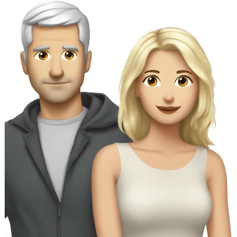 White man - short grey hair - no facial hair - kisses blonde girl  emoji