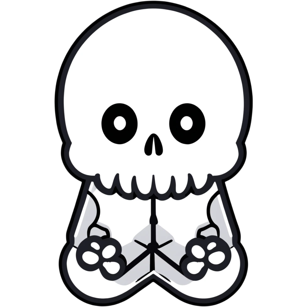 A cute, white-colored skull with soft, rounded features and a friendly expression, looking whimsical not frightening emoji