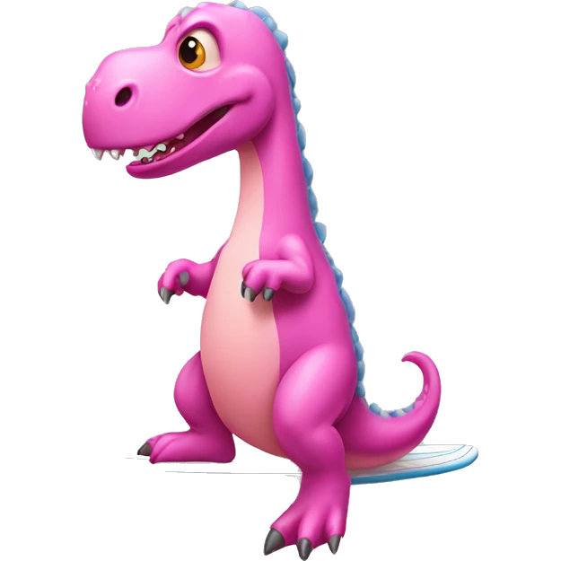 Pink dinosaur on surfboard emoji