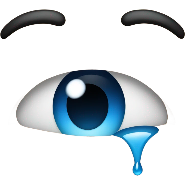 Blue tears streaming down persons face with a very upset look emoji