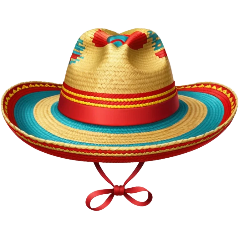 Sombrero de paja con una tira roja en la parte central sin ninguna soporte solo una tira como el de abajo a la derecha sin la flor y sin la tira roja en la parte saliente  emoji