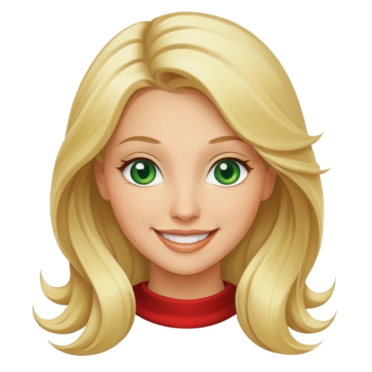 pretty woman with flowing blonde hair, green eyes emoji