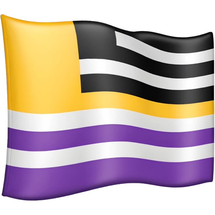 Nonbinary pride flag that goes from the top (black, white ,yellow) to the end (purple) emoji
