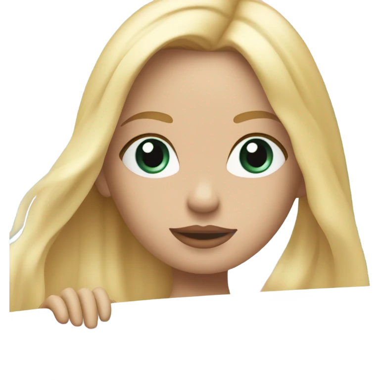A French girl on a light blue surfboard. hazel eyes. Blond hair, pink lips emoji