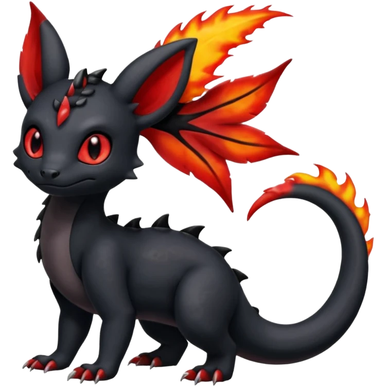 Shiny Cute Spooky Salandit-Umbreon-Charmeleon-Fakémon-hybrid-creature (full body)  emoji
