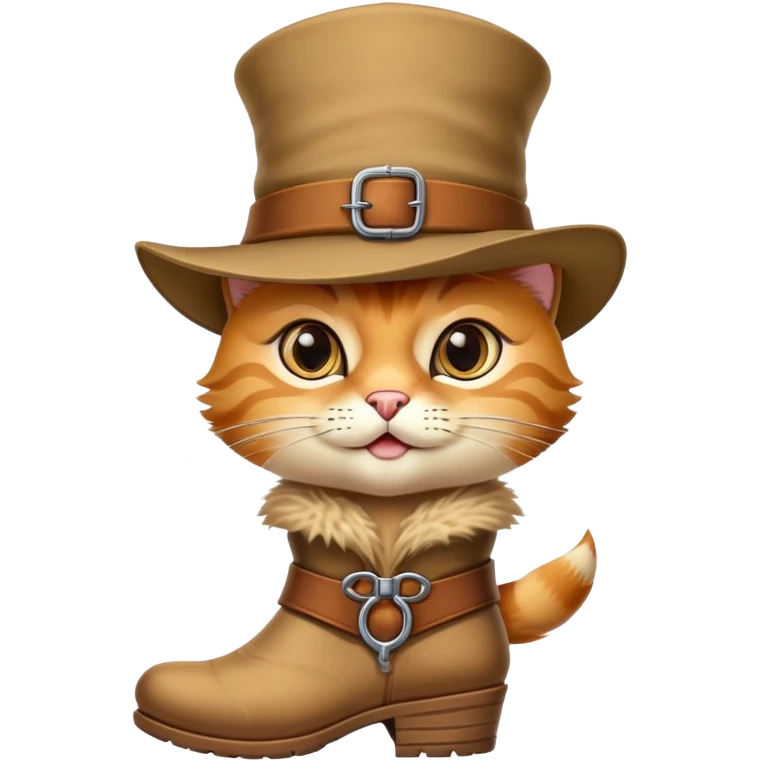 classic Puss in Boots with iconic hat, boots, confident expression emoji