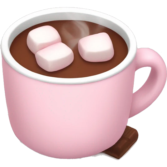 Light Pink mug of hot chocolate with marshmallows  emoji