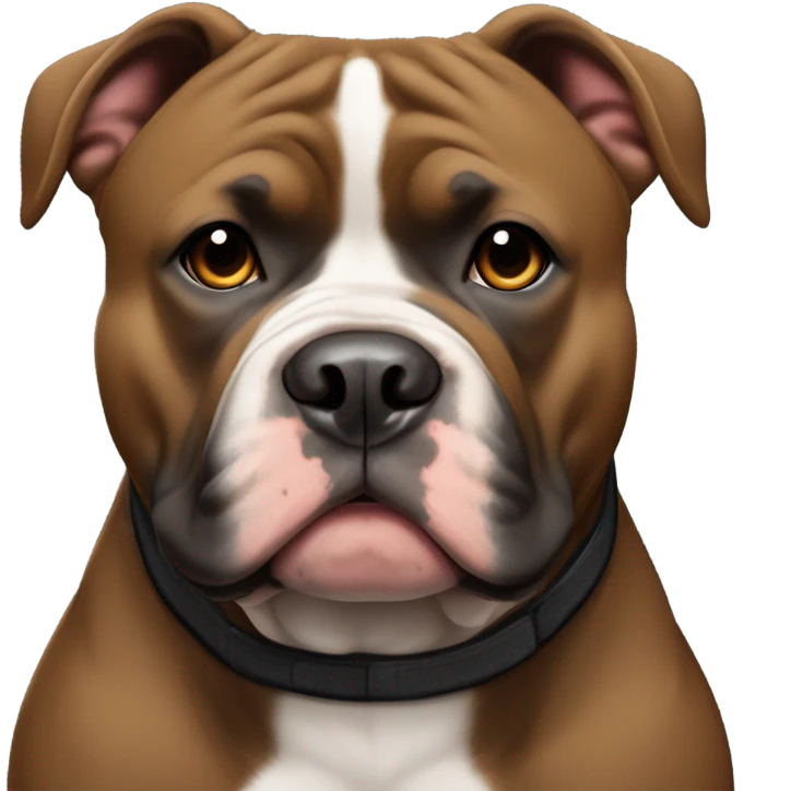 99% Black American Bully with brown eyes emoji