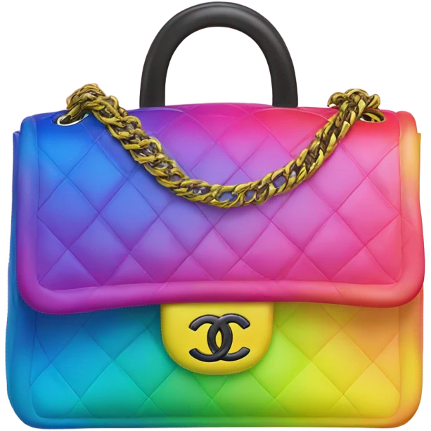 Rainbow ombré with pink, yellow and blue Chanel boy bag emoji