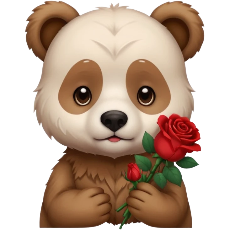 Cute bear with sad  puppy dog eyes holding roses  🥺 with this emoji expression  emoji