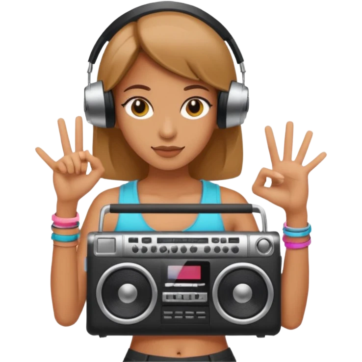woman holding boombox emoji