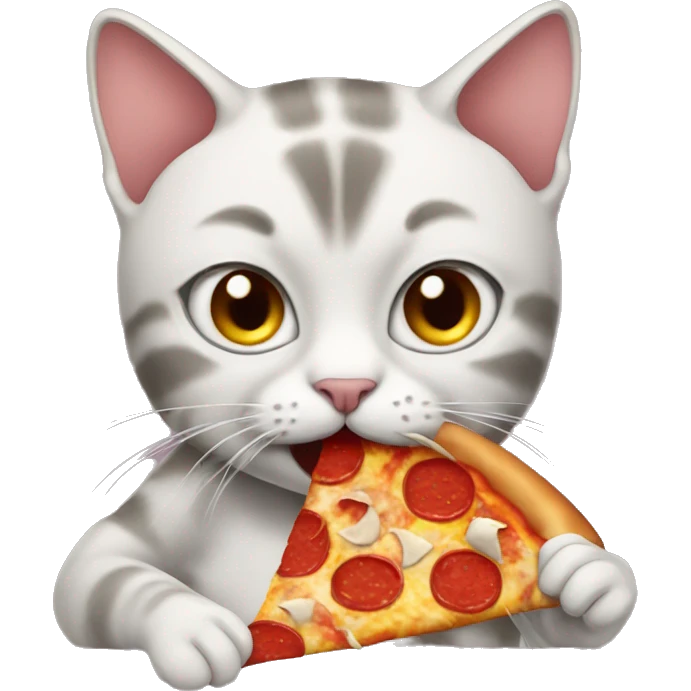 Cat eating pizza emoji