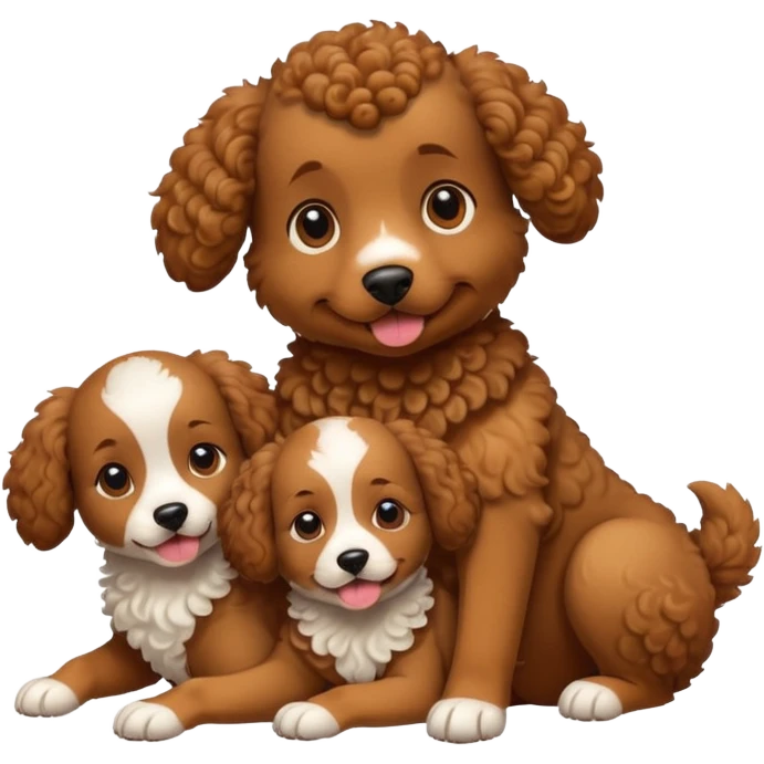 curly dog with its puppies emoji