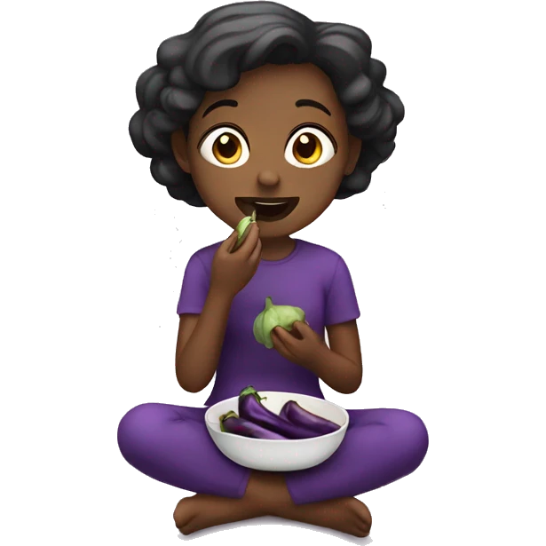 girl eating eggplant emoji