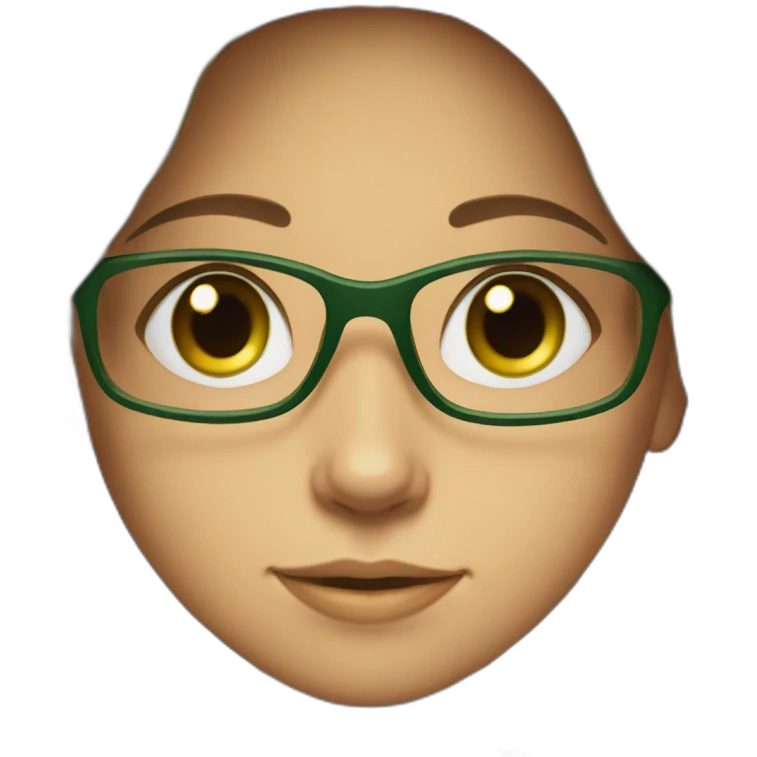 brown long haired girl in green costume with green eyes and glasses emoji