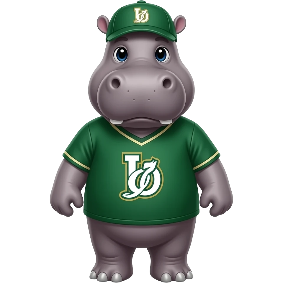 hippo in Tulane university gear Tulane themed hippo emoji