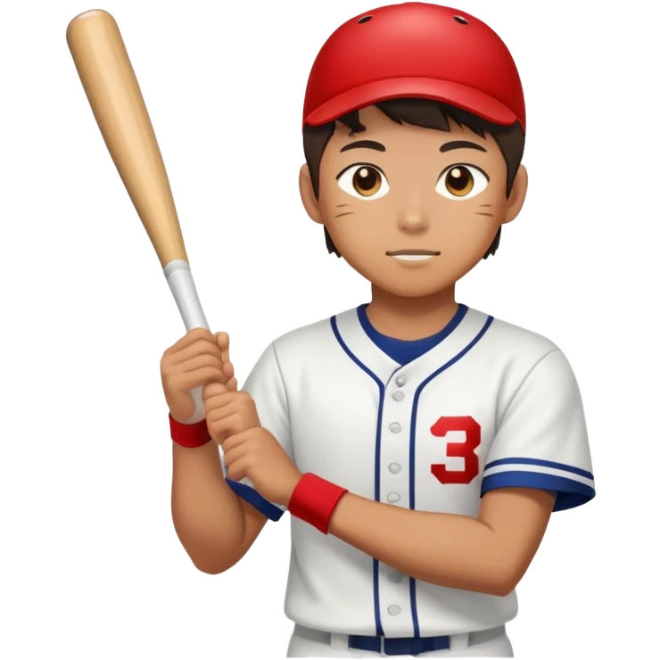 Japanese high school boy in gym uniform playing baseball emoji