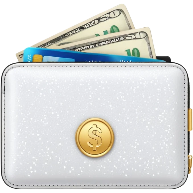 glitter white wallet with money and card emoji