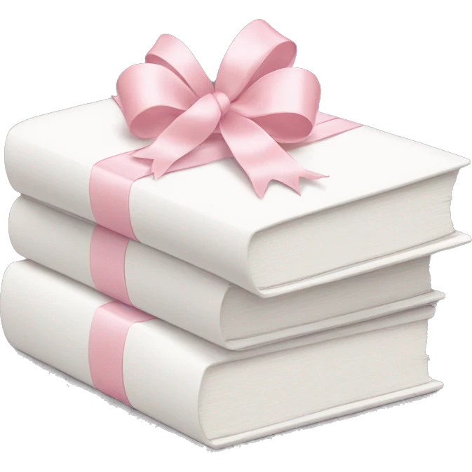 Stack of white books with light pink bow on top emoji