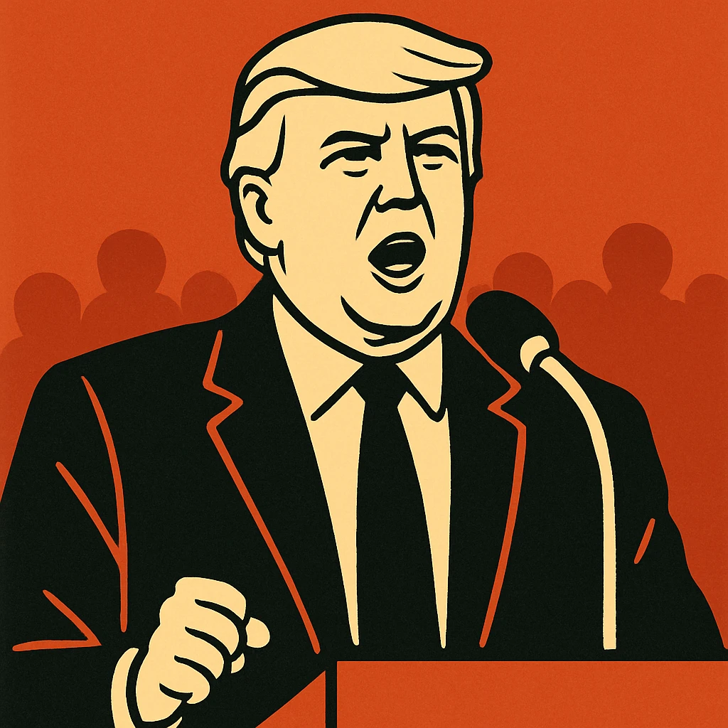 Donald Trump speaking at a rally emoji