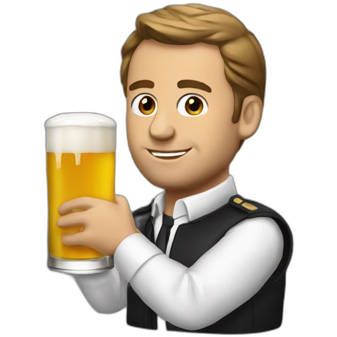 Macron drink beer emoji