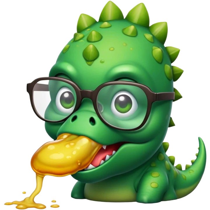 dinosaur in glasses puking emoji