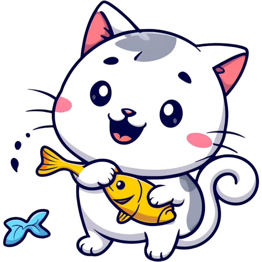 funny Taiwan cat eating fish emoji