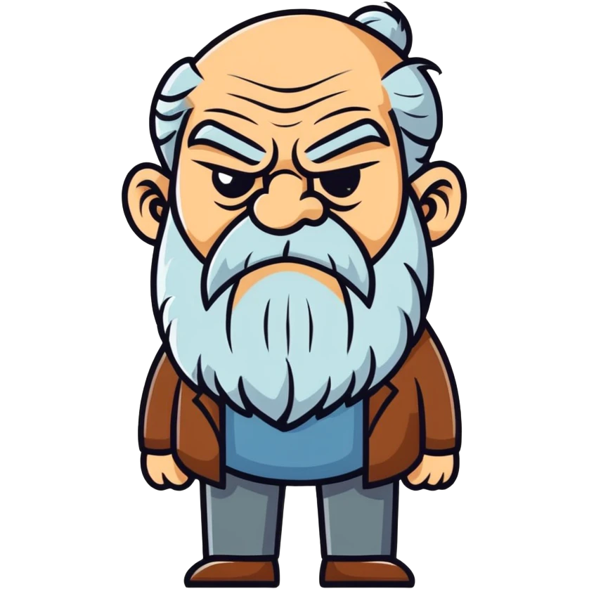 grumpy old man with a beard emoji