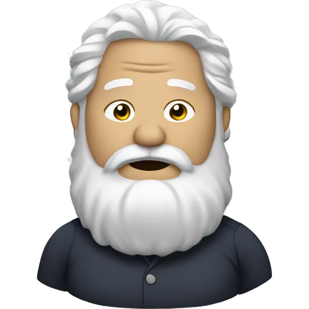 Obese, with white wavy hair and a white beard. emoji