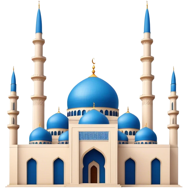 Realistic Mohammad Al-Amin Mosque Landmark Emoji, highlighting its striking blue dome, tall minarets, and elegant Arabic calligraphy. emoji