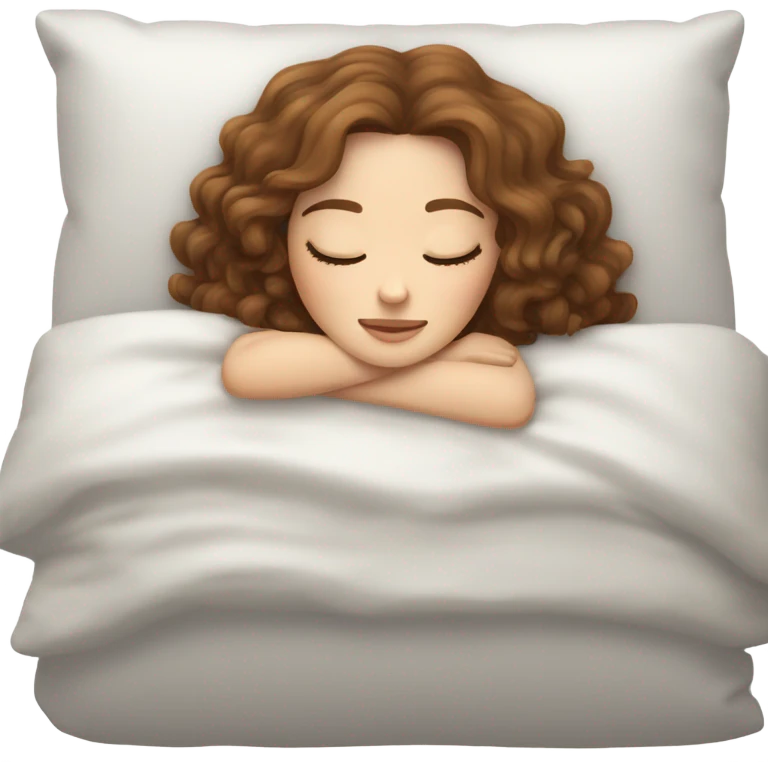 White girl with frekles Brown wawy hait yes hair sleeping peacfully on a pillow  emoji