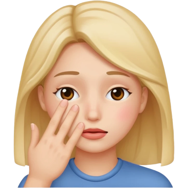 blushing covering face with hand emoji