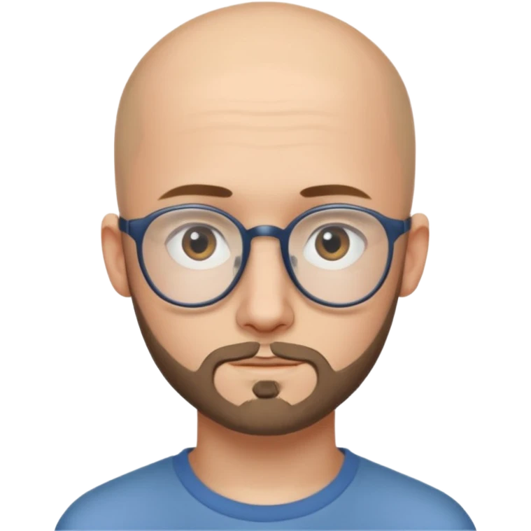 он лысый должен быть очень молодой парень лет 18 , очень тонкие очки, а так же борода нужно прямо еще моложе

 emoji