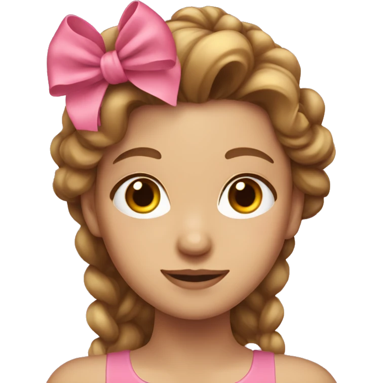 light brown haired girl with a pink bow in her hair emoji