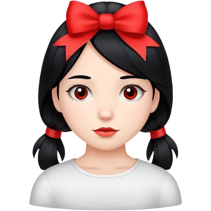 A girl with blaco hair wearing a red ribbon in her hair emoji